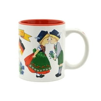 Oktoberfest Haus Multicolor Ceramic Coffee Mug with "I Love Germany" with a Kissing Couple 12 oz