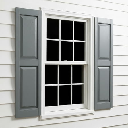 12 W x 51 H EverColor Raised Panel Exterior Vinyl Shutters w/Installation Shutter-Lok s & Matching Screws (Per Pair) Storm Cloud