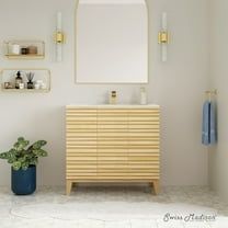 Cascade 36" Freestanding Bathroom Vanity in Natural oak with Sink Top