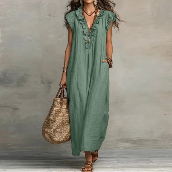 Women's Collared Button Down Maxi Shirt Dress, Long Sleeve Split Hem Solid Color Casual Long Dress for Spring Summer Daily Vacation Wear 11-Light Green S