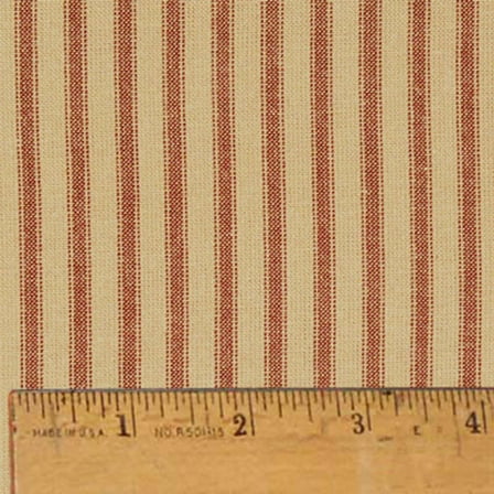 JCS Primitive Red Ticking Stripe Homespun Cotton Fabric Sold by the Yard