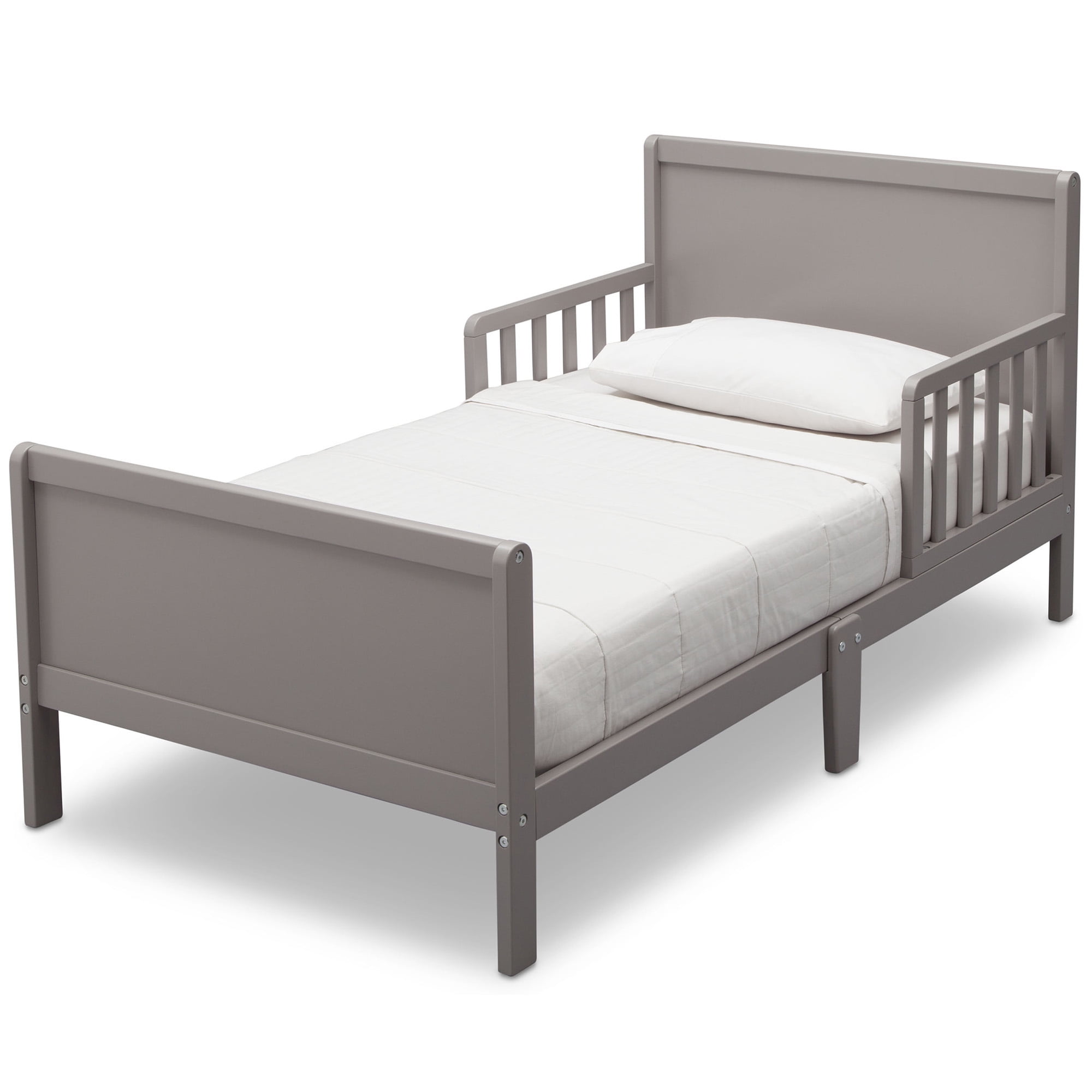 Delta Children Epic Wood Toddler Bed with Attached Guardrails, Grey