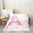 thumbnail image 2 of Pink Bow Throw Blanket ,Initial Letter A Chic Romantic Fuzzy Blanket All Seasons Bed Blanket,Princess Style Bowknot Love Hearts Girly Fairy Plush Blanket,Twin (60 x 80 Inches), 2 of 6