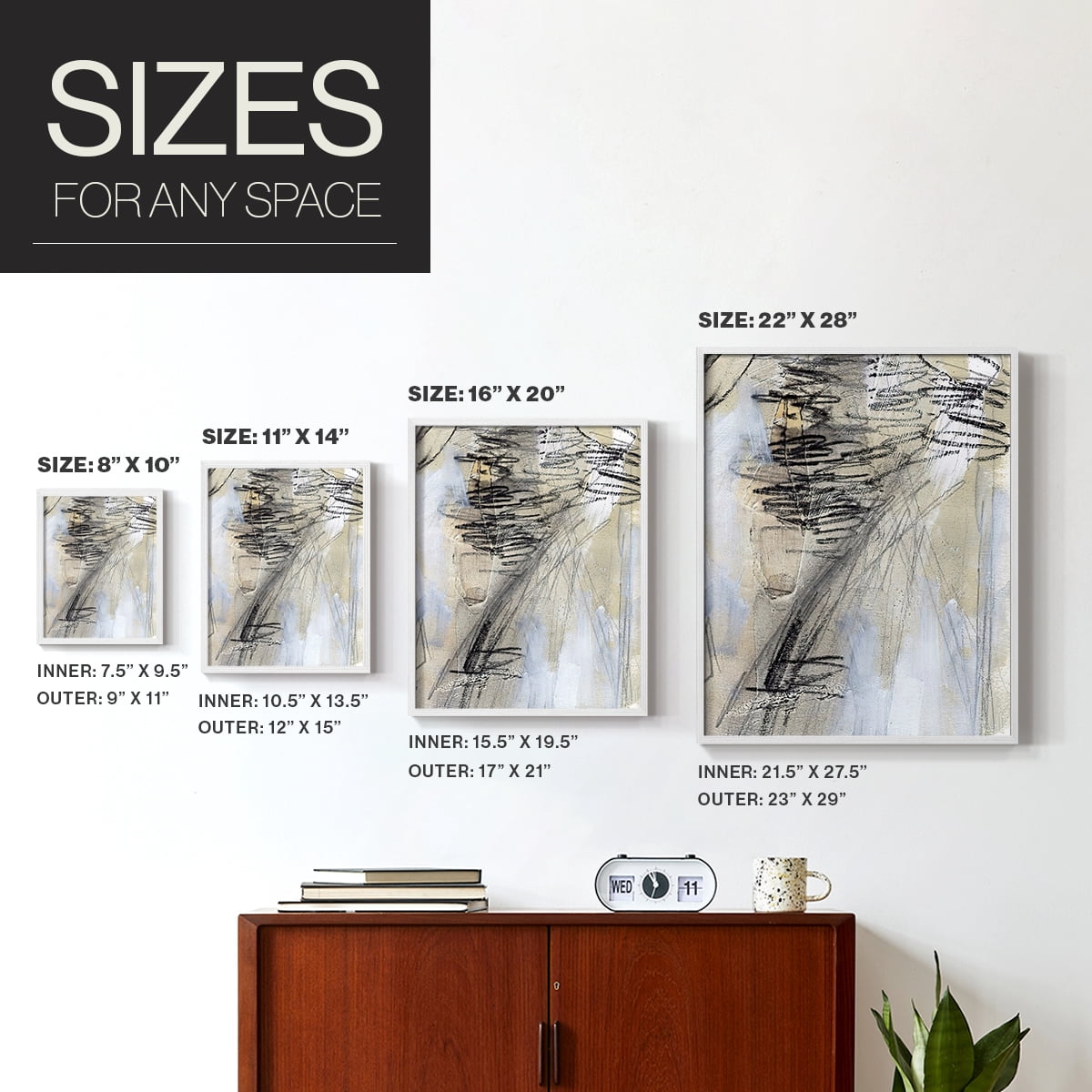 Masked Notes V Framed Print in White Solid Wood Framed Print No Nail Hanging