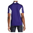 thumbnail image 2 of Yellow Rooster Mens Side Blocked Micropique Sport-Wick Polo Purple/ White L, 2 of 7