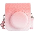 thumbnail image 1 of HAHDAXIA Case for Fujifilm Instax Mini 12 / Polaroid Mini 12 Instant Film Camera, PU Leather Gradient Weave Veins Protective Case with Shoulder Strap - Pink, 1 of 7