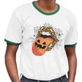 thumbnail image 2 of Pumpkin Lips Halloween Ringer Tee Shirt Unisex Small White/Kelly Green, 2 of 5