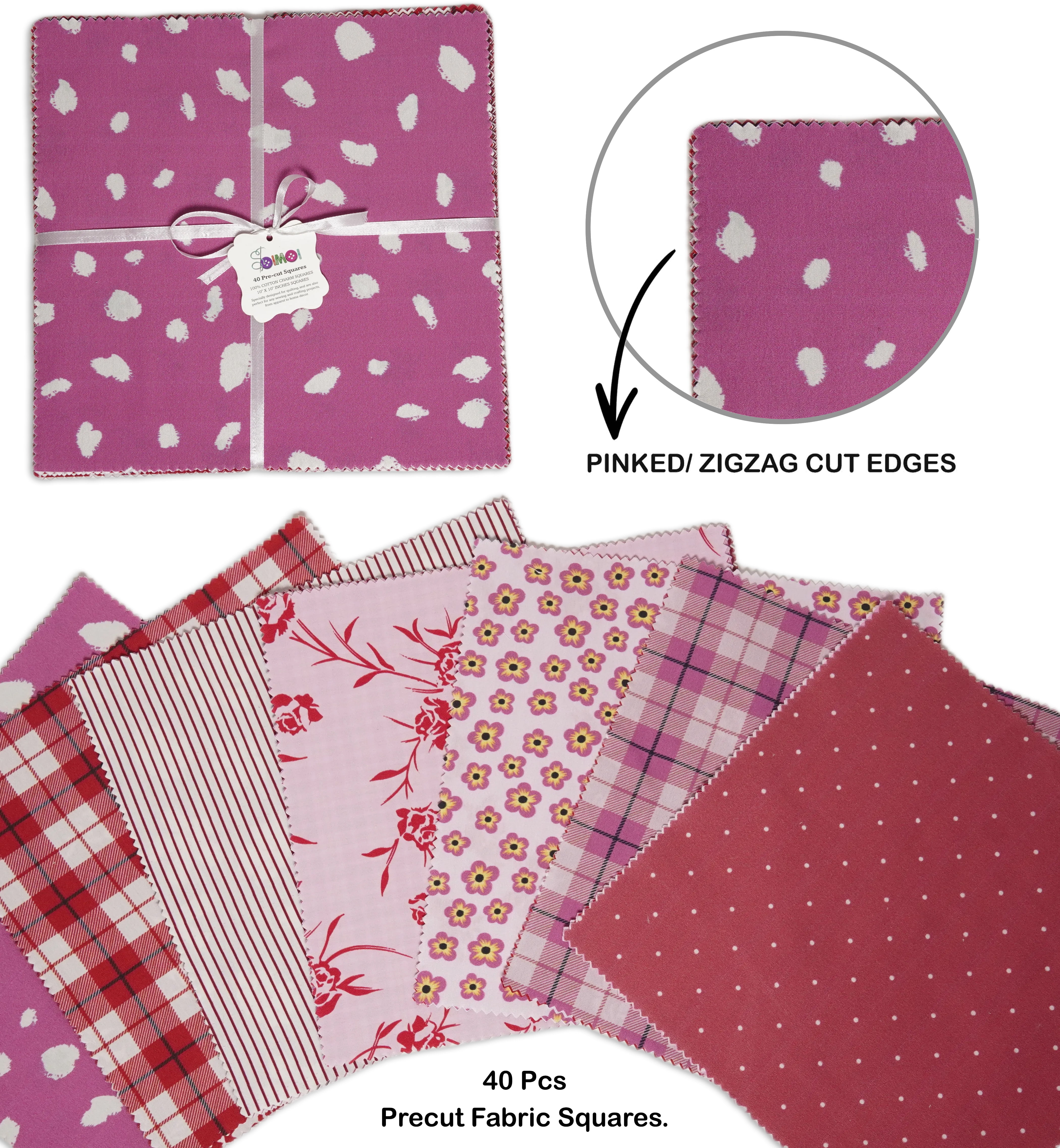 Soimoi Precut 10-inch Floral & Check Prints Cotton Fabric Bundle Quilting Squares Charm Pack DIY Patchwork Sewing Craft