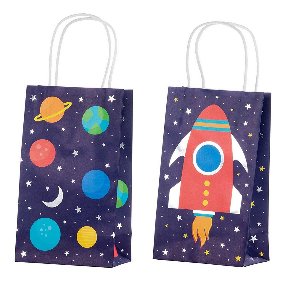Outer Space Galaxy Gift Bags 24Pack Kids Treat Bags with Handles