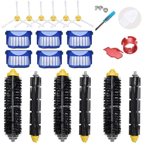 Replacement Accessories Kit for iRobot Roomba 600 Series 694 692 690 680 660 665 651 650 614 & 500 Series 595 585 564,6 Filter,6 Side Brush,3 Pairs Bristle and Flexible Beater Brush