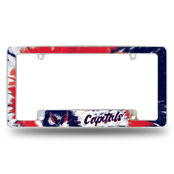 Washington Hockey Capital's Chrome Metal License Plate Frame with Tie Dye Design