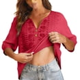thumbnail image 7 of GZWYHT Embroidered Tops Cotton Linen Shirts，Trendy Retro Embroidered Bohemian Tops Loose Tunics Loose Fit Short Sleeve Blouses Boho Peasant Gauze Blouses Solid Color, 7 of 7