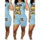 thumbnail image 1 of VISgogo - Conjunto de 2 piezas de verano para mujer, con estampado de oso de lentejuelas, camisetas de manga corta y pantalones cortos de cintura alta VISgogo moda, 1 of 2