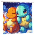 thumbnail image 2 of Cortina de ducha Charmander, impermeable, de poliéster, lavable, decorativa, con 12 ganchos, 72 x 72 pulgadas, de plástico, 2 of 8