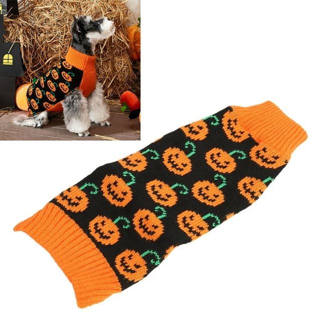 Suéteres Para Perros, Suéter De Halloween Para Perros De Fibra Acrílica, Negro, Naranja, Muy Elástico, Cálido, Cara Sonriente De Calabaza Múltiple Para Fiestas Temáticas De