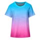 thumbnail image 2 of Gibobby Blusa Casual de Mujer Mujeres Verano Casual gradiente cuello round Impreso manga corta T camisa Top(Azul celeste,CH), 2 of 3