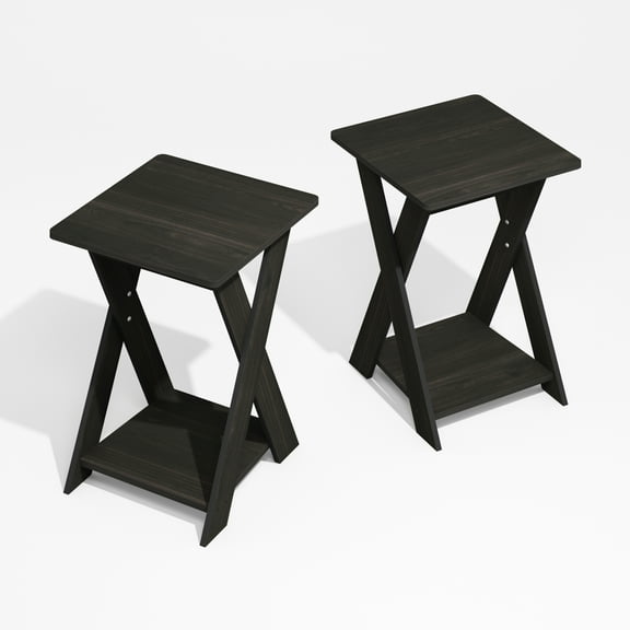 Furinno Modern Simplistic Criss-Crossed End Table, Black Espresso, Set of 2