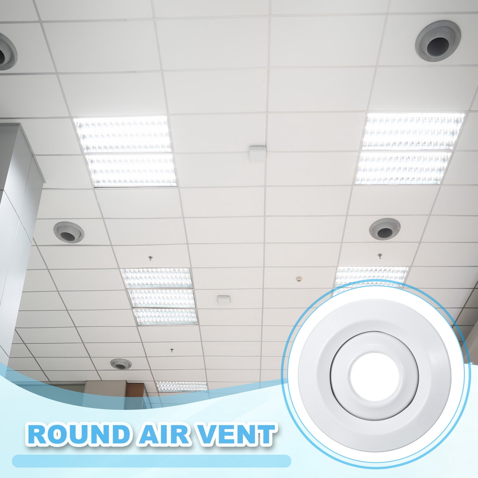 Uxcell Round Air Vent, Adjustable Ball Jet Nozzle Diffuser Ceiling Diffuser Vent Cover Aluminum Alloy Soffit Vent for Bathroom 3.8"