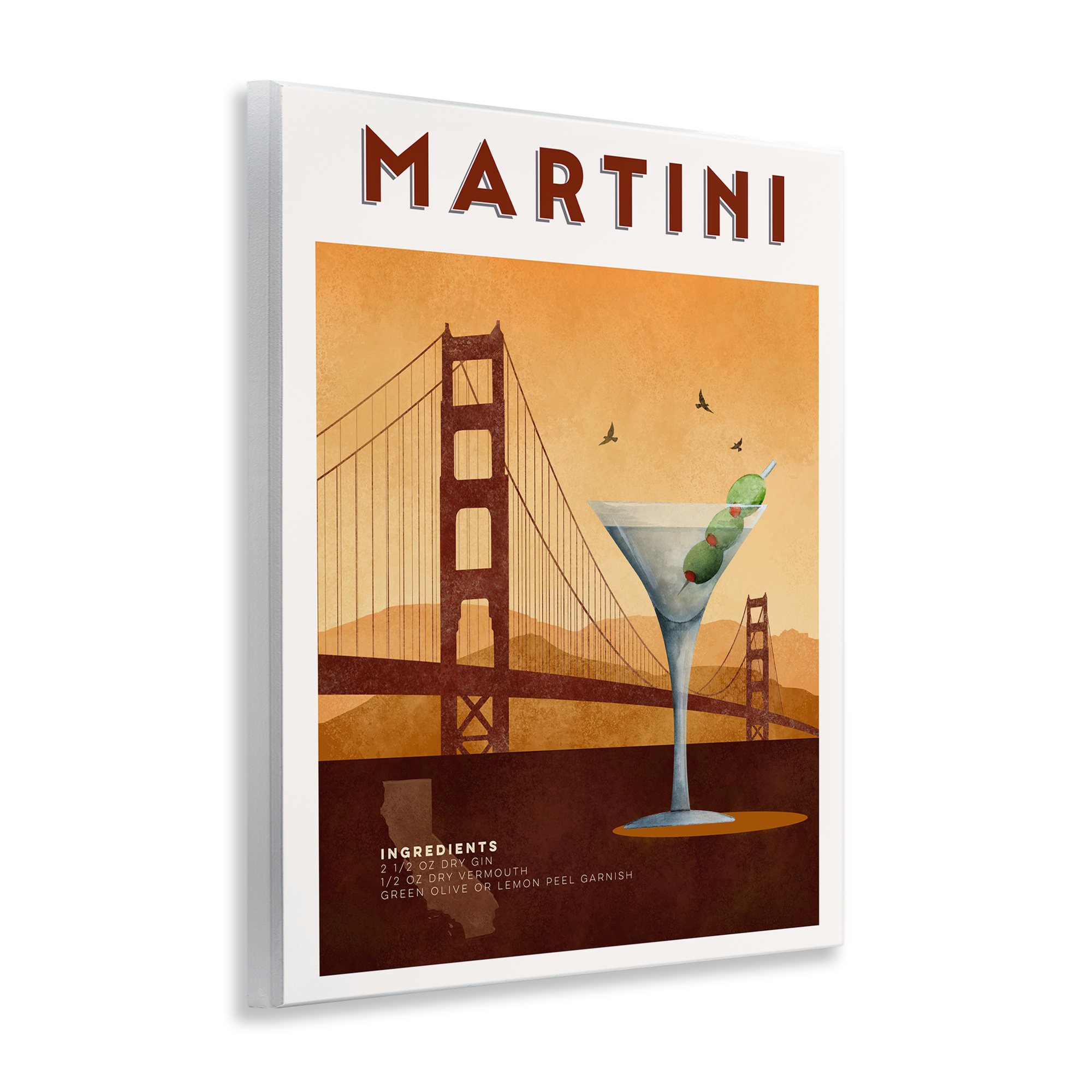 Retro Martini & Bridge View Wall Plaque Art, design by Brett Blumenthal