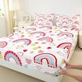 thumbnail image 3 of Homewish Cute Cartoon Rainbow Twin Sheet Sets,Colorful Tulip Flower Twin Fitted Sheet,Multicolor Graffiti Loves Print Flat Sheet For Girls Kids,Microfiber Bedroom Decor,3 Pieces, 3 of 7
