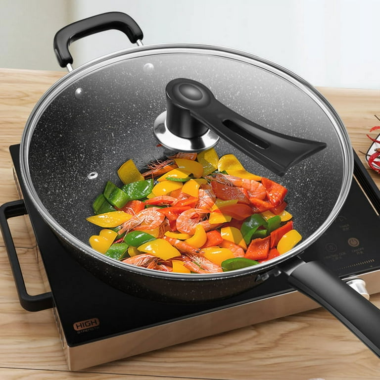 Frying Pan with Lid Non-Stick Granite Small Frying Pan Wok Multifunctional  Non-Stick Granite Frying Pan Wok Multifunctional Kitchen Cooking Non-Stick  Frying Pan 10 