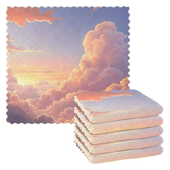 6 Pieces of Kitchen Towels 11x11Inch Kitchen Dish Cloths Kitchen Dish Towels Reuseable Cleaning Cloths Pink Beautiful Cloud