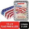 Handi-Foil Aluminum Red & Blue Flag Cake Pan with Lid, 13 x 9-inch 2 Count