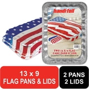 Handi-Foil Aluminum Red & Blue Flag Cake Pan with Lid, 13 x 9-inch 2 Count