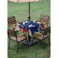 thumbnail image 4 of Outdoor Tablecloths with Umbrella Hole & Zipper, Blue Crane 54x54 Inch Square Tablecloths, Vintage Red Teal Spring Floral Botanical Waterproof Table Cloth, Patio/Pool/Picnic Table Covers, 4 of 8
