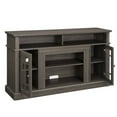 thumbnail image 6 of Gzxs Vintage 58 Inch TV Stand, TV Media Console for TVs up to 65 Inch with Open Shelves and Cabinets w/ Glass Doors, Black + Dark Walnut, 6 of 9