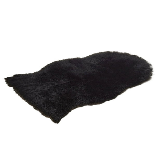 Alfombra de piel sintética de pelo largo Inteprter decoración del hogar negro