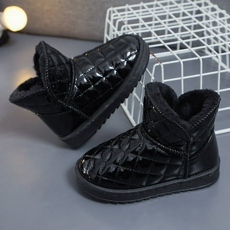 

Boys cotton shoes winter 2024 new waterproof non-slip snow boots big boys fleece-lined warm black short boots