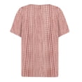 thumbnail image 5 of Women's Vintage Striped Print V Neck T-Shirt, Button Detail Short Sleeve Casual Blouse, Summer Relaxed Fit Casual Tee Top for Women Daily Wear 05-Pink XXXL, 5 of 5