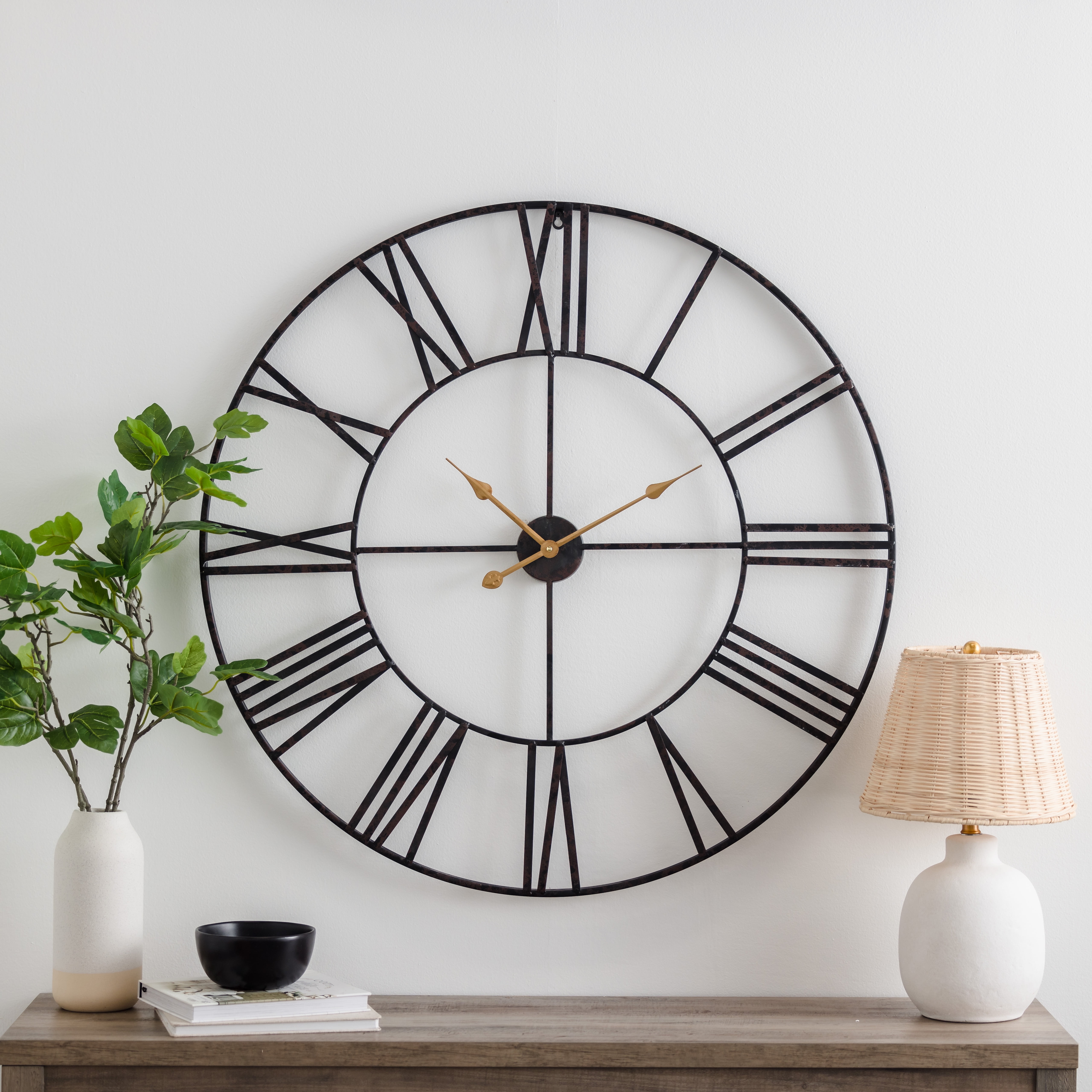 Solange Round Metal Wall Clock - 36" Dark Brown