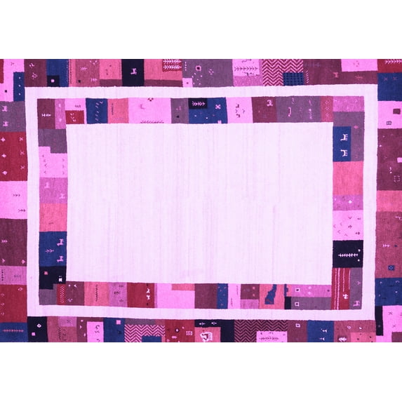 Ahgly Company Indoor Rectangle Abstract Purple Contemporary Area Rugs, 2' x 4'