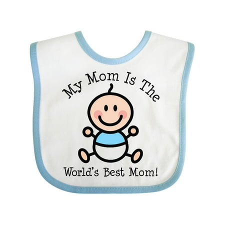 Baby Boy Worlds Best Mom Baby Bib White/Blue One