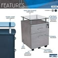 thumbnail image 3 of Techni Mobili RTA-S06-GRY Rolling File Cabinet with Glass Top, Grey, 3 of 5