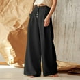 thumbnail image 2 of ShomPort Wide Leg Pants for Women Cotton Linen High Waist Dressy Palazzo Pants Summer Casual Long Pants with Pockets (X-Large, Black), 2 of 6