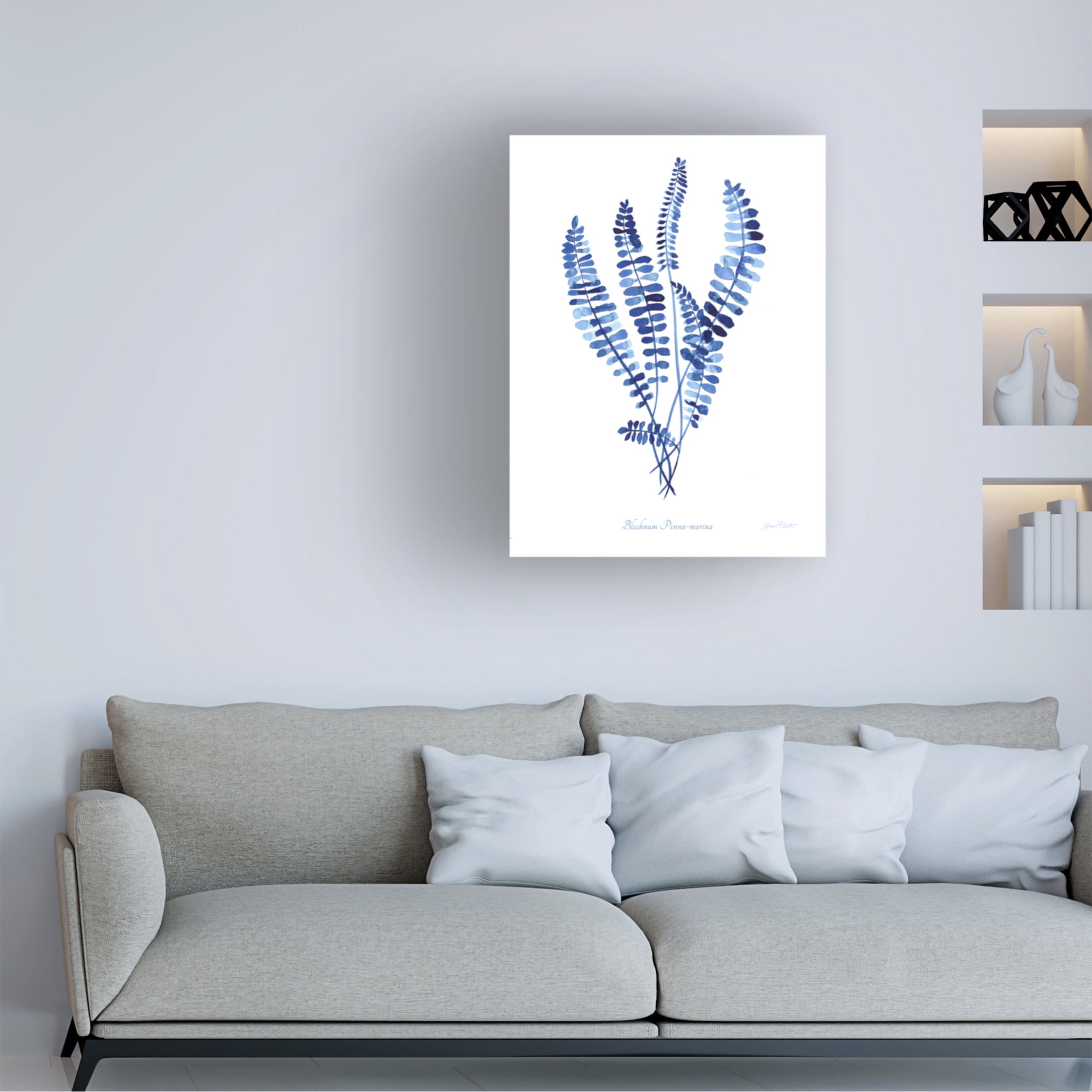 Canvas Wall Art - Jean Plout 'Indigo Botanical 11' Wall Art for Living Room, Bedroom, or Office Décor by Trademark Fine Art - 14 x 19 Inches