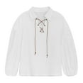 thumbnail image 3 of YONGHS Kids Boys Medieval Pirates Tops Shirts Renaissance Retro Pullover Lace up Halloween Costume White 3-4, 3 of 6