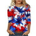 thumbnail image 2 of Cavosen USA Flag Shirts for Women Petite Patriotic 3/4 Sleeve Round Neck Tops American Flag Print T Shirts Lady XL Independence Day Casual Tops Funny 4th of July Tunic Tees 2025 Patriotic Clothes, 2 of 5