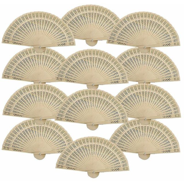 12 piezas Ventilador de mano de madera, Ventiladores plegables de madera a granel, Ventiladores chinos vintage, Ventilador de mano plegable para mujeres, Regalos de boda y cumpleaños
