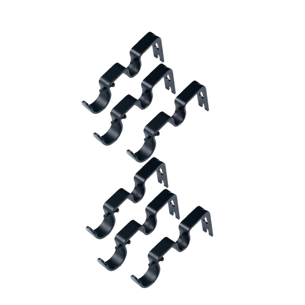 Set Of 6 Adjustable Metal Drapery Double Curtain Rod Bracket Holder For