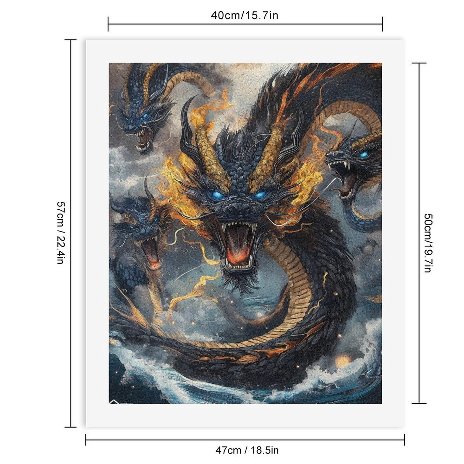 Paint By Numbers Kit for Adults Beginner - DIY Fierce Mythical Fire Water Dragon Art Canvas Painting Kits for Adults, Frameless Paint By Number for Adults for Home Wall Decor 16x20 Inch