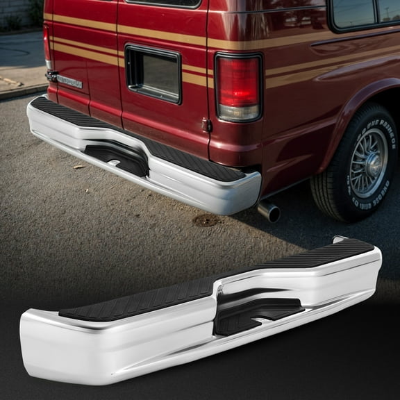 Rear Bumper for 1992-2014 Ford Econoline Van wo Sensor Holes Nickel Steel