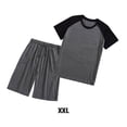 thumbnail image 2 of Sonducket 1 Juego de ropa de dormir de tela para hombre, pijama de manga corta de repuesto informal de cuello redondo, pijamas de ejercicio para dormir de Pijama XXL Sonducket AP019078-03, 2 of 6