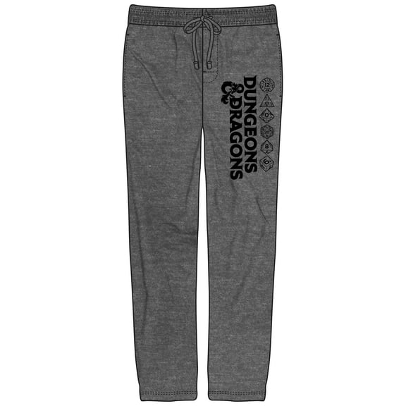 Dungeons & Dragons Logo and Dice Graphic Mens Heather Grey Sleep Pajama Pants - 3XL