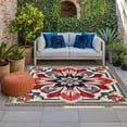 thumbnail image 3 of 5' x 7' Outdoor Rug, Abstract Flower, Outdoor Washable Rug Large Floor Carpet, Geometric Boho Traditional Oriental Tribal Non Shedding Area Rug for Outside Patio RV Porch Deck Balcony Camping, 3 of 9