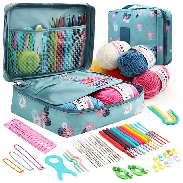 13 Pair Crochet Hook Circular Knitting Needles Set with Case Aluminium Hand Sewing Set DIY Weaving Sewing Crafts Knitting Tools