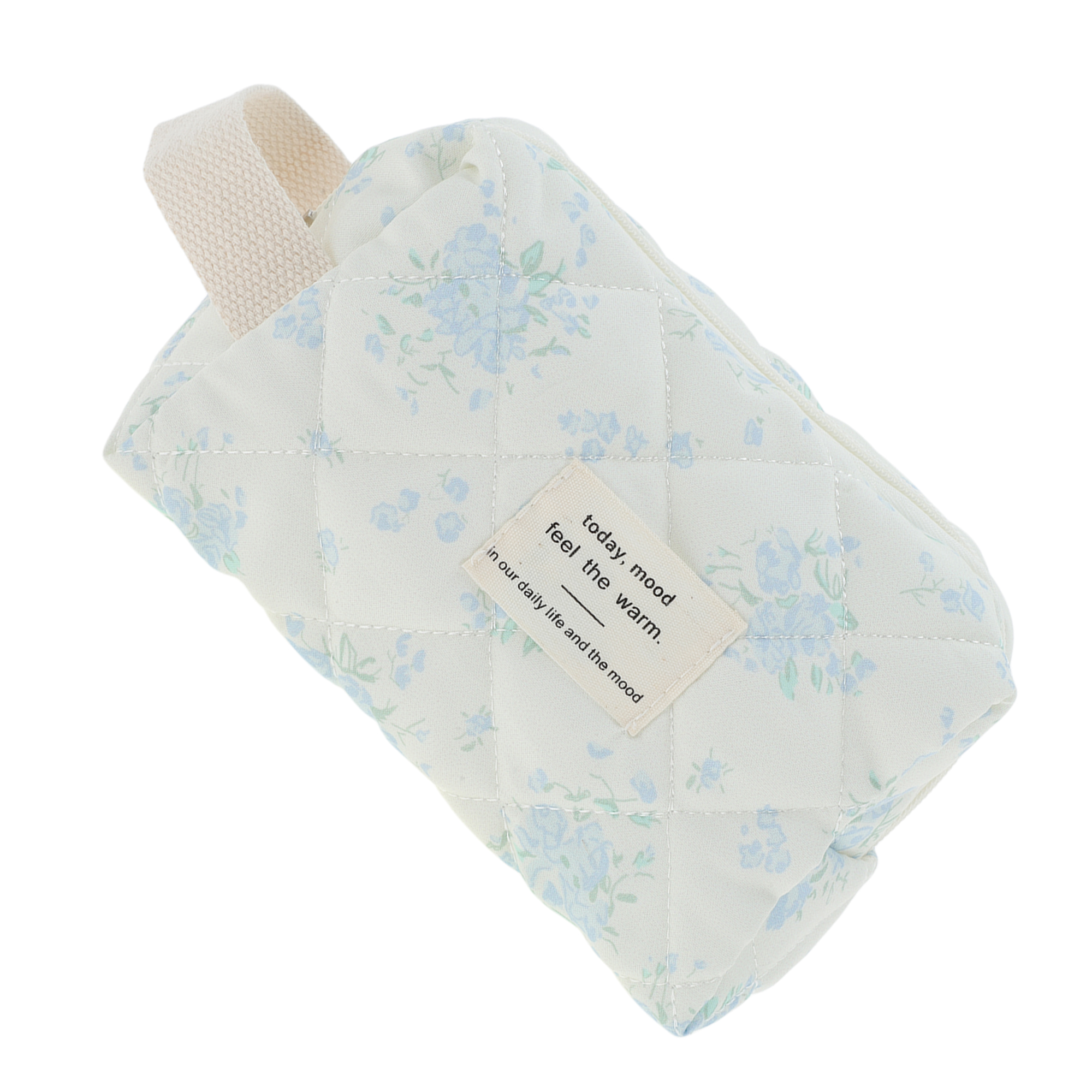 Unique Bargains 1Pc Durable Rose Floral Print Storage Makeup Bag for Vacation Blue